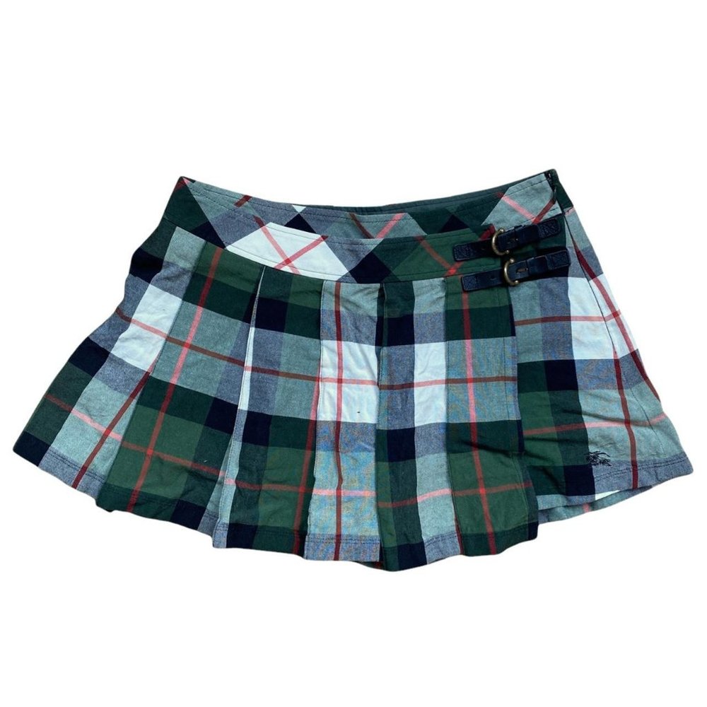 Vintage Burberry Blue Label plaid pleated wrap micro mini skirt / skort